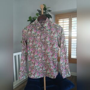 Robert Friedman long sleeve floral multicolor shirt. Size L